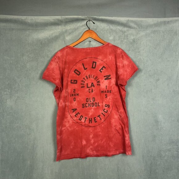 Golden Aesthetics Bodybuilding T-Shirt Mens Medium Tie Dye Red Bodybuilding - Picture 8 of 11